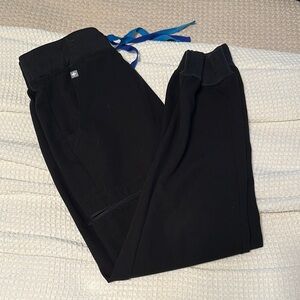 Figs Black Women's jogger with Blue Drawstring